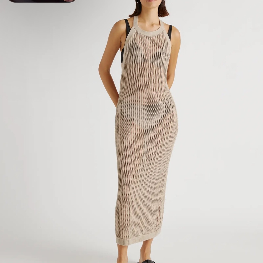 Cream Knit Swim Cover Up Maxi Dress